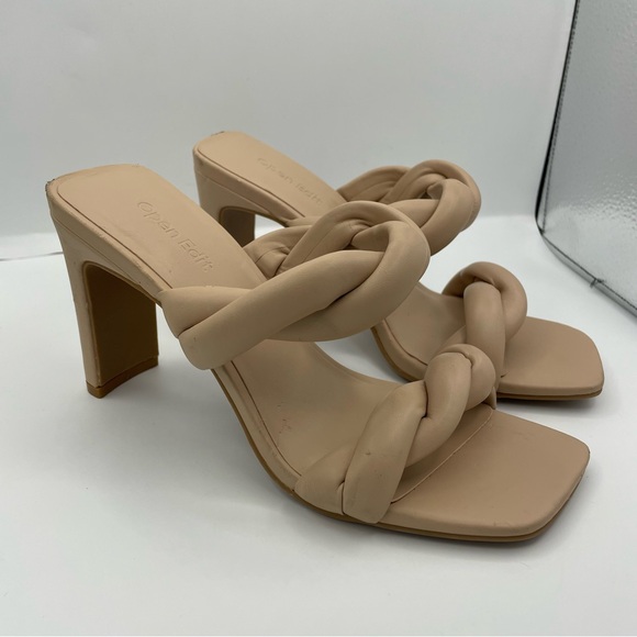 Open Edit twist straps block heel beige sandals women Size 6.5M - Picture 8 of 13